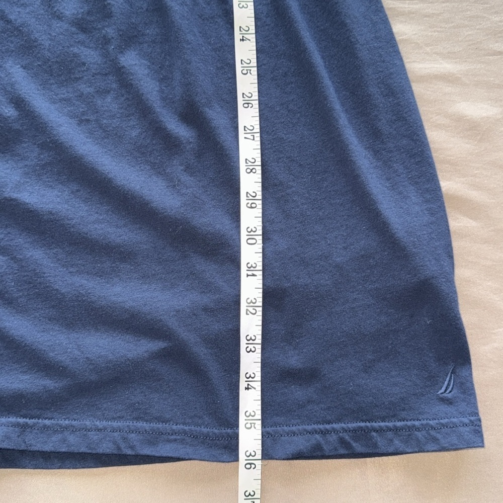 Nautica Navy Blue & White V-Neck Drawstring Waist Casual Dress - Size Medium - Picture 4 of 13